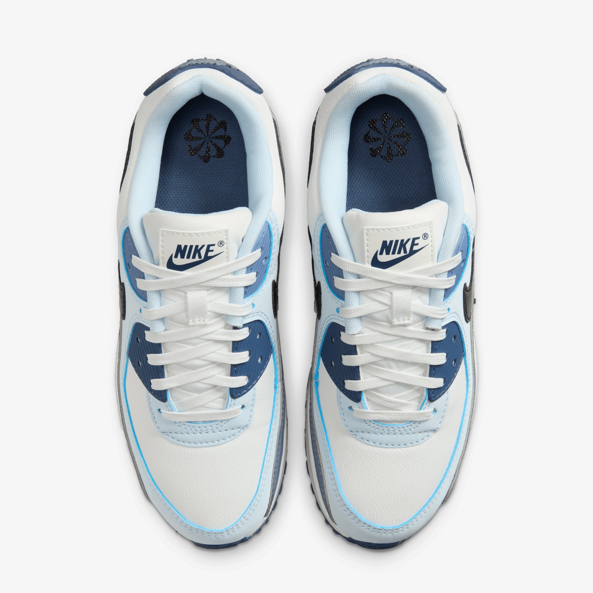 Nike | AIR MAX 90 { SUMMIT WHITE/BLACK-ASHEN SLATE-BLUE TINT - view 2
