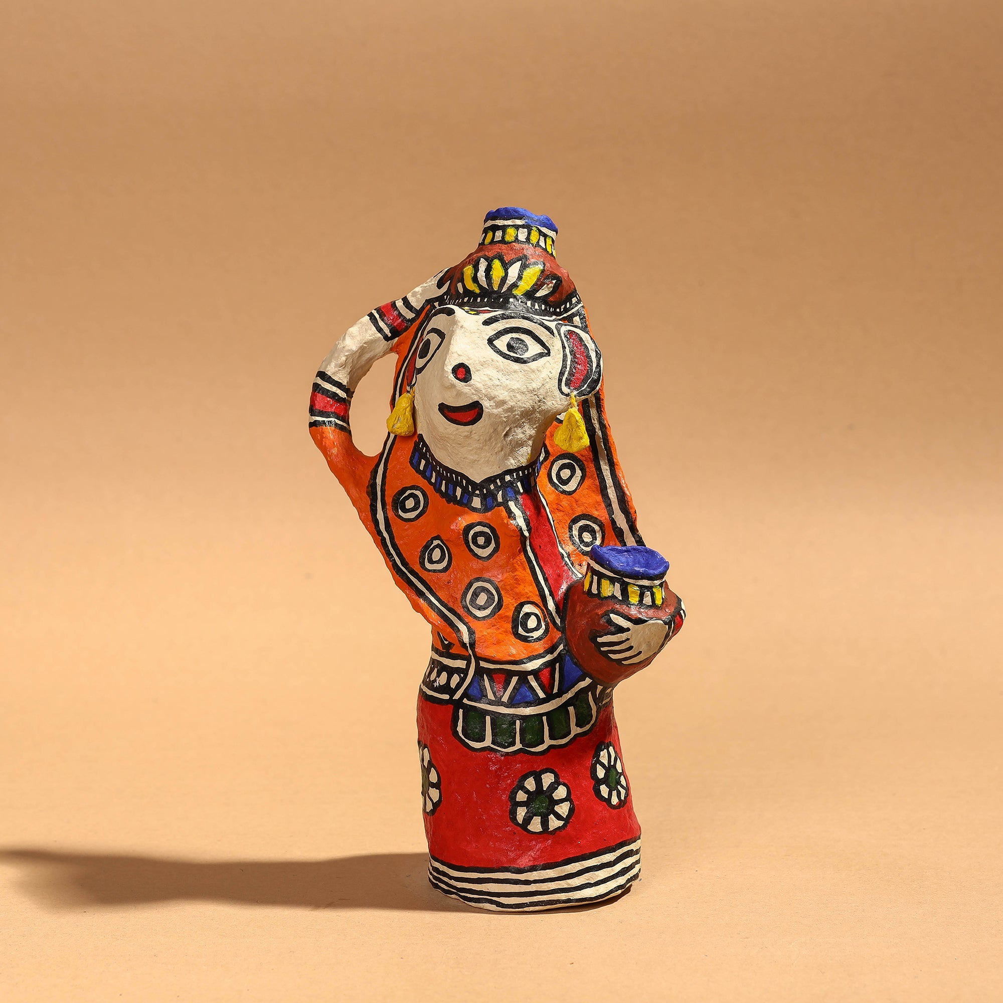 ITOKRI CRAFTS INITIATIVE Doll - Madhubani Handpainted Paper Mache Home Decor Item