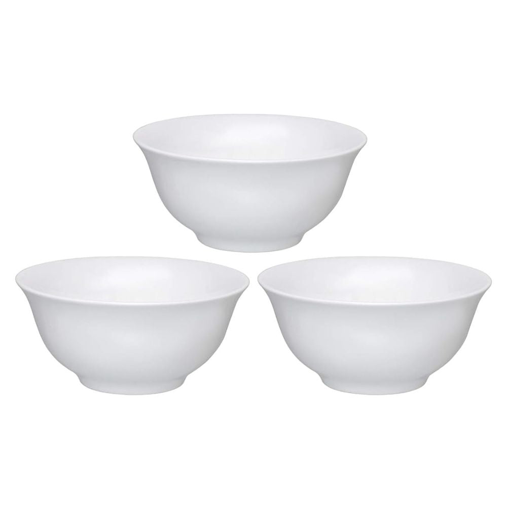 Clay Craft Ceramic Multipurpose Asian Bowl Set | White | Set of 3 Pcs - view 2