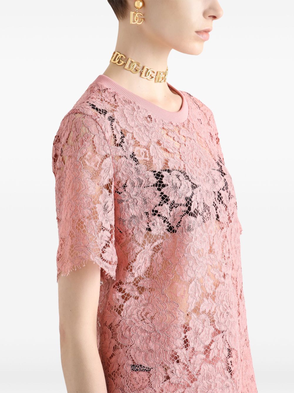 Dolce & Gabbana corded lace short sleeved T-shirt - view 3