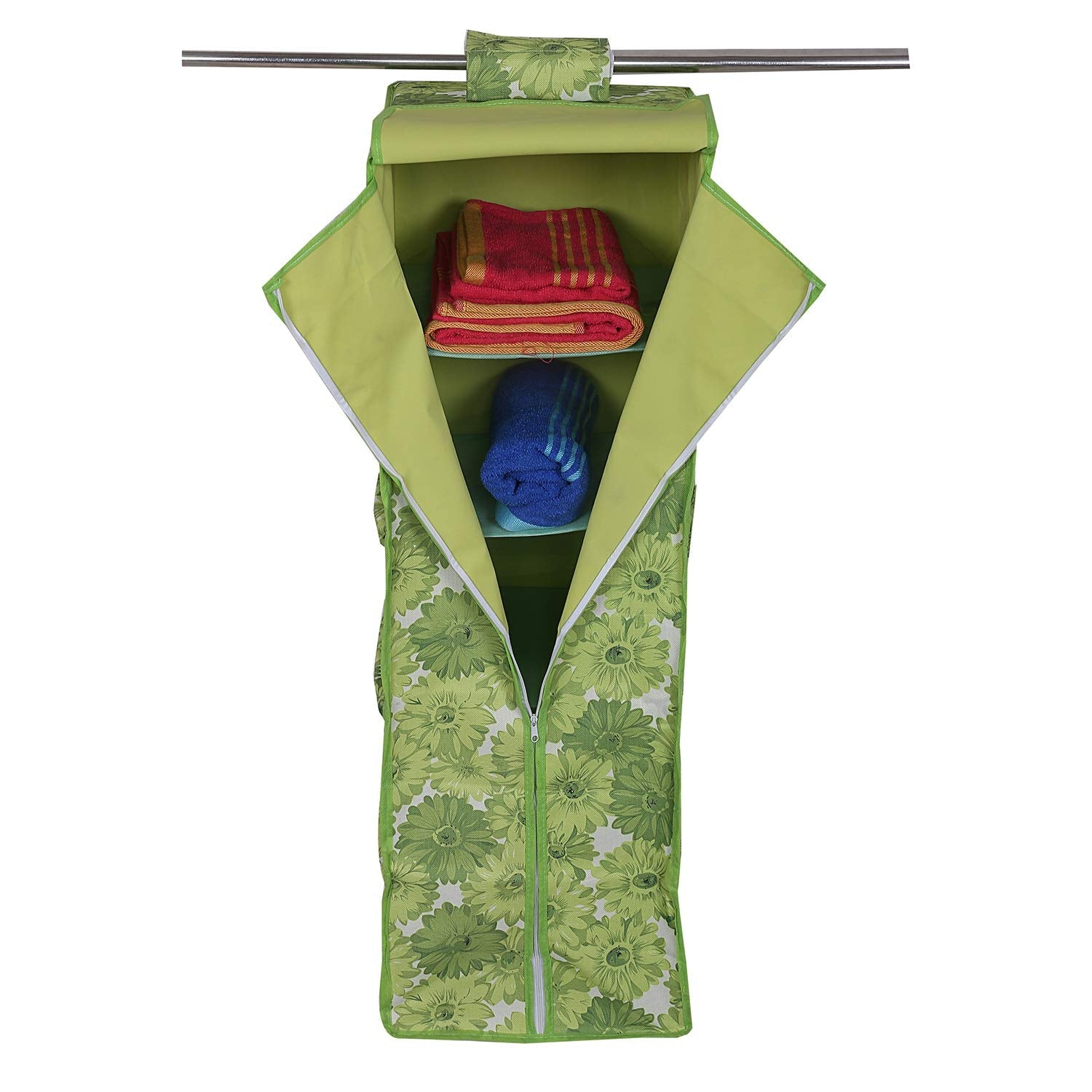 Kuber Industries Rexine Hanging 5 Shelf Wardrobe Organiser (Green) -CTKTC8717 - view 2
