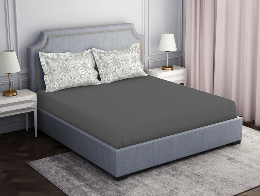 Spaces India Ornamenta Ornate Mineral Blue 100% Cotton King Size Bedsheet - Essentials by Spaces - view 2