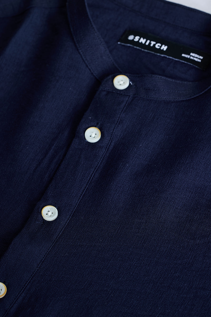 SNITCH Navy Textured Slim Fit Kurta - view 2