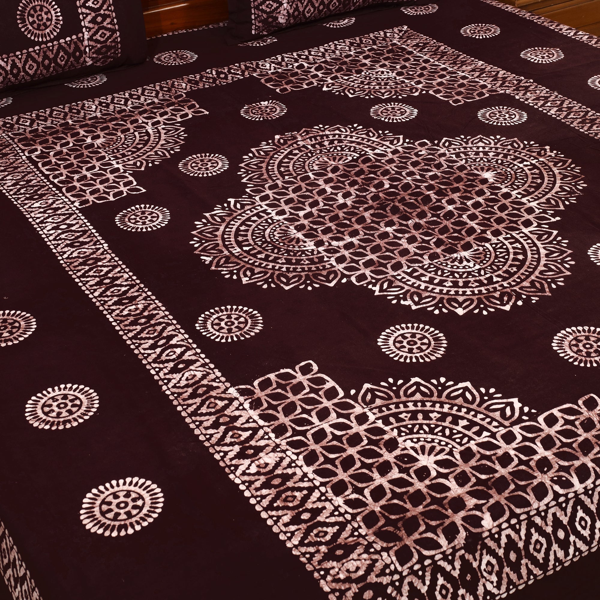 BATIK BY MD. SHARIFF Brown - Cotton Double Hand Batik Print Bed Sheet Set 31 - view 2