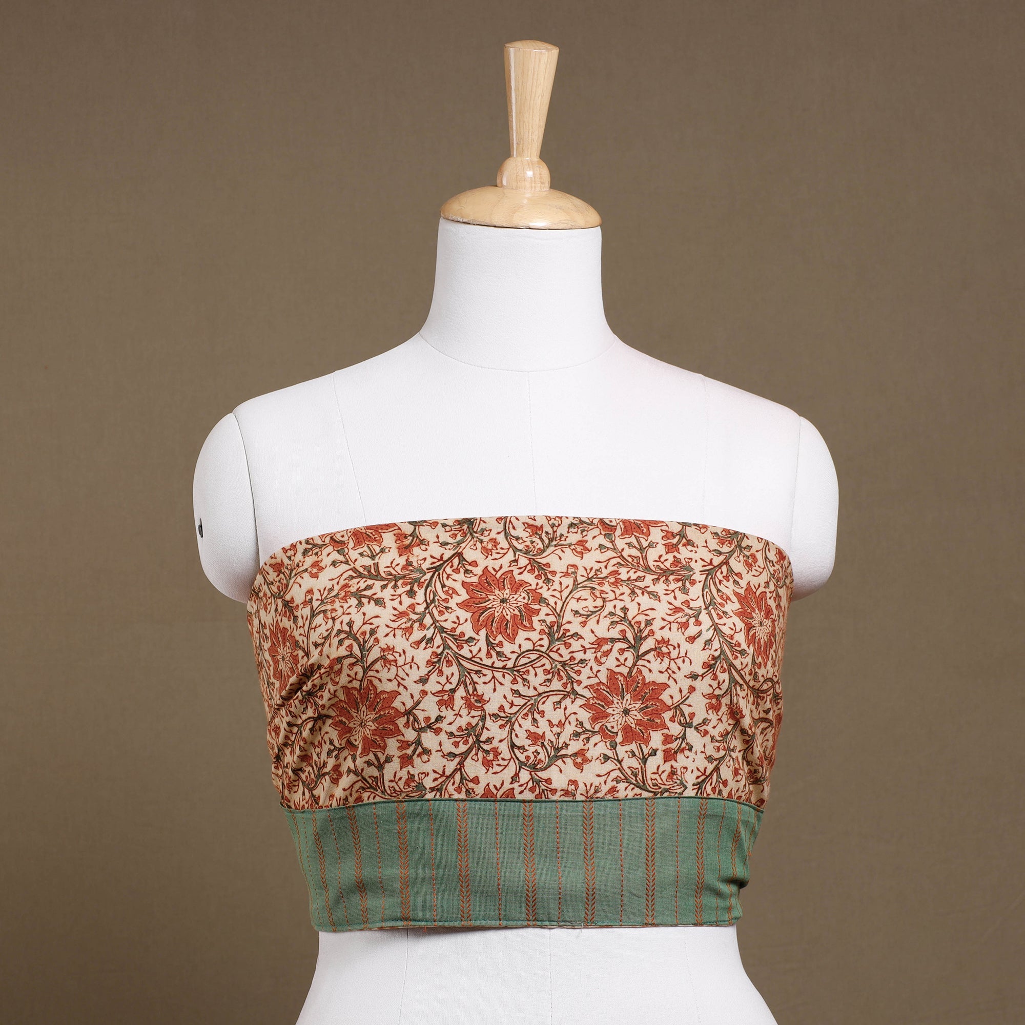 NOORI BAZAR Beige - Rangoli Kalamkari Block Printed Cotton Blouse Piece