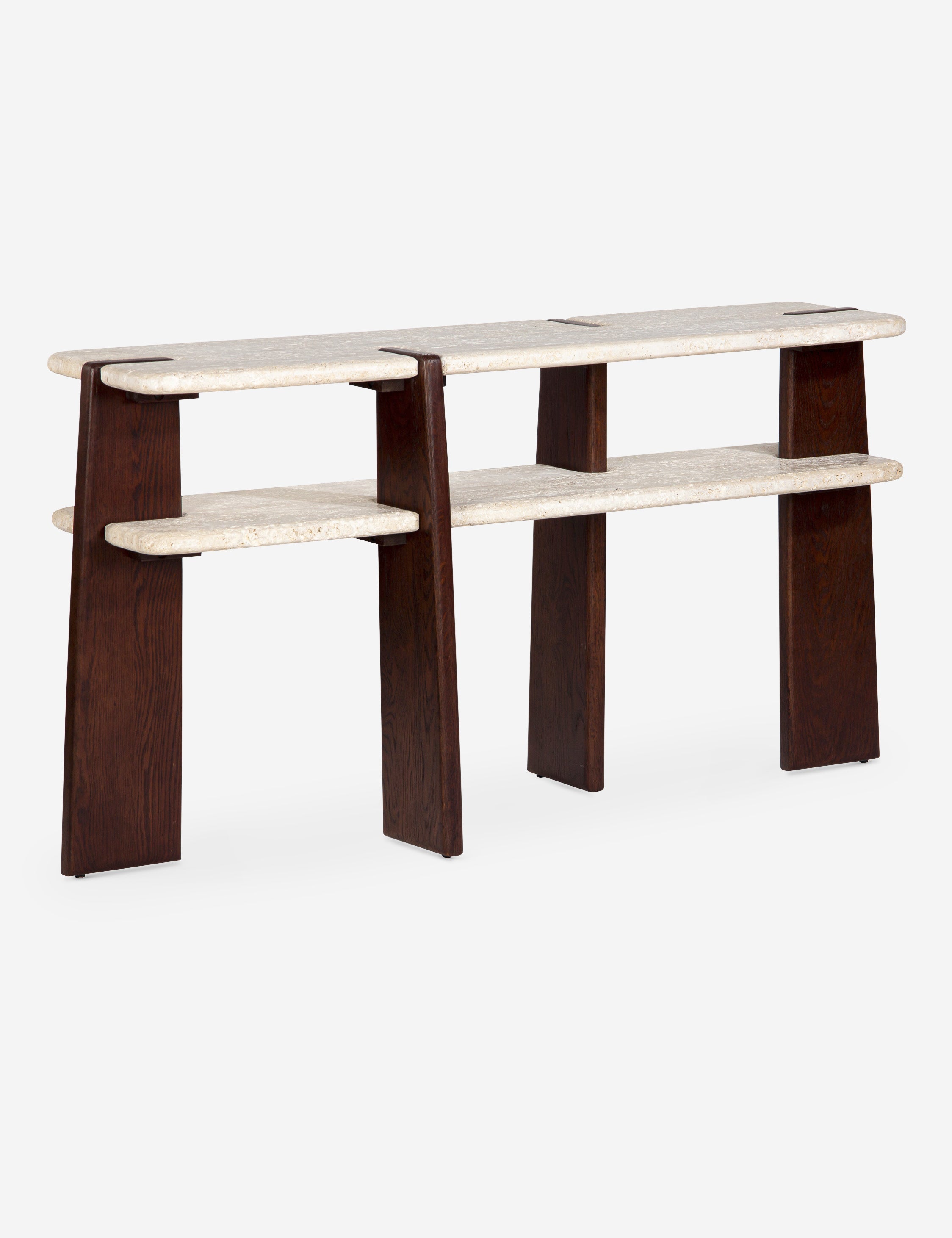 Lulu and Georgia Peryn Console Table – Brown and Travertine - view 2