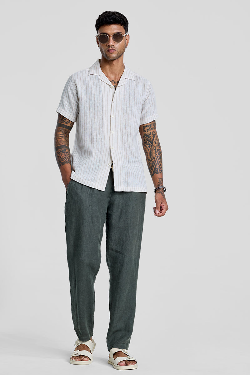 SNITCH Beige Cuban Stripes Shirt - view 3