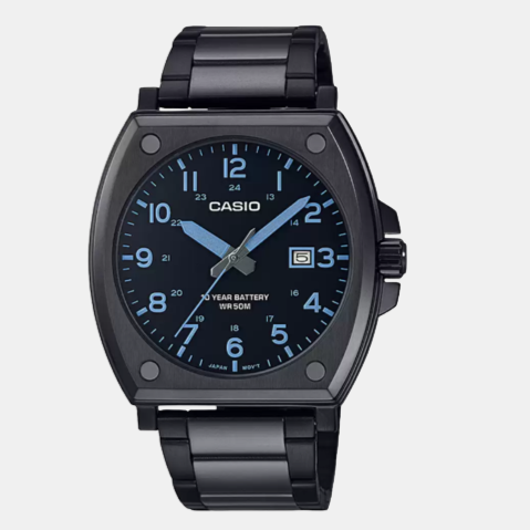 Casio Enticer Men Quartz Black Dial Digital Stainless Steel Watch A2118