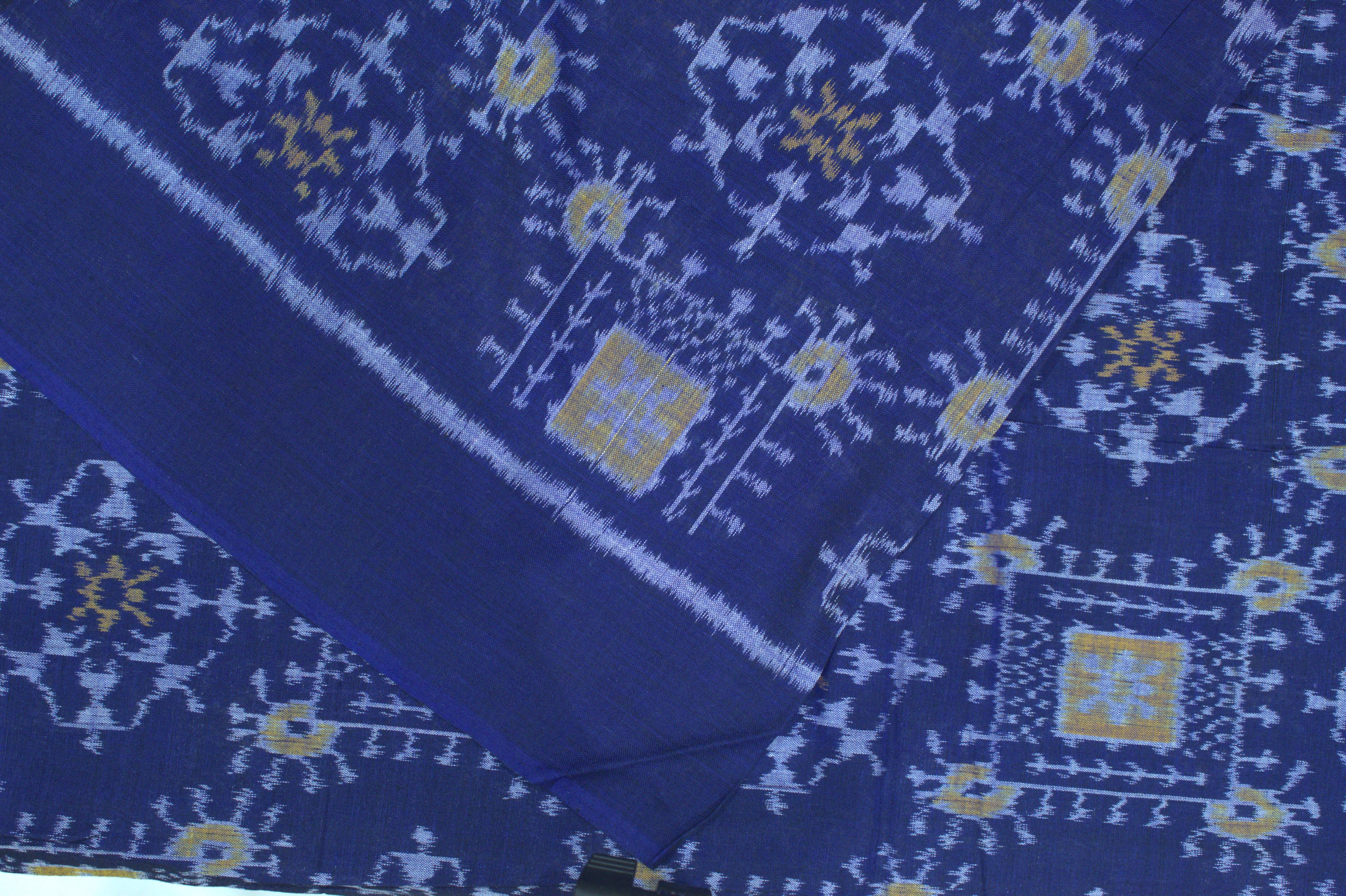IndianVillèz Blue Tribal Jhoti Design Sambalpuri Ikat Cotton Fabric - view 2