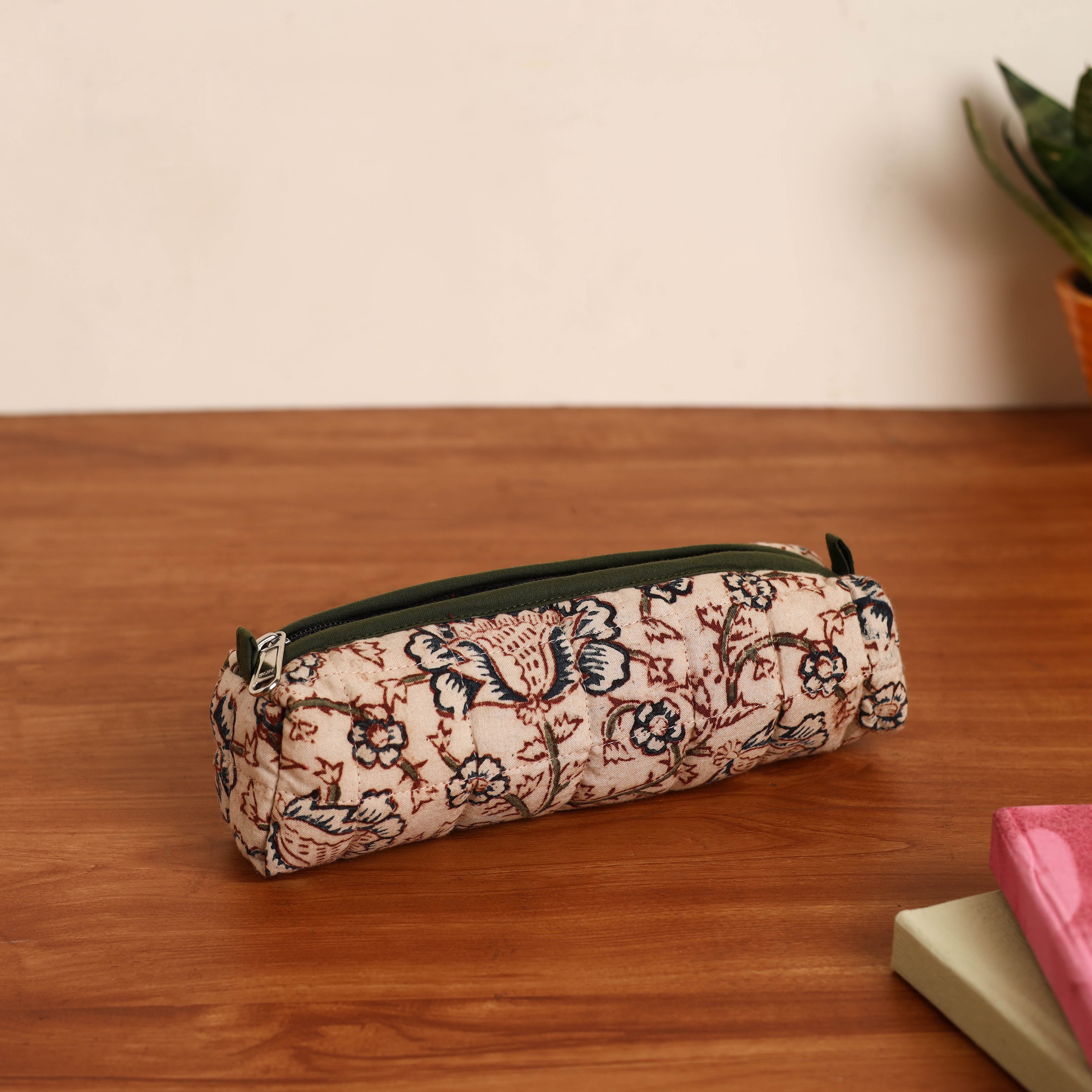 NOORI BAZAR Beige - Handmade Quilted Cotton Pencil Pouch 20