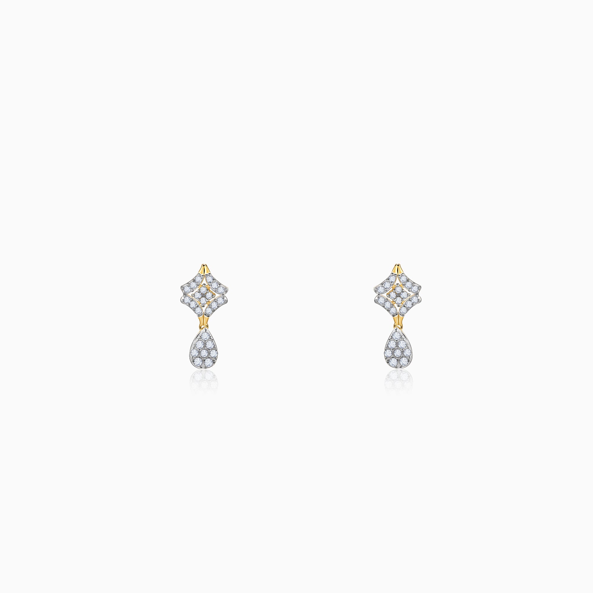GIVA Jewellery Gold Luminous Drops Diamond Earrings