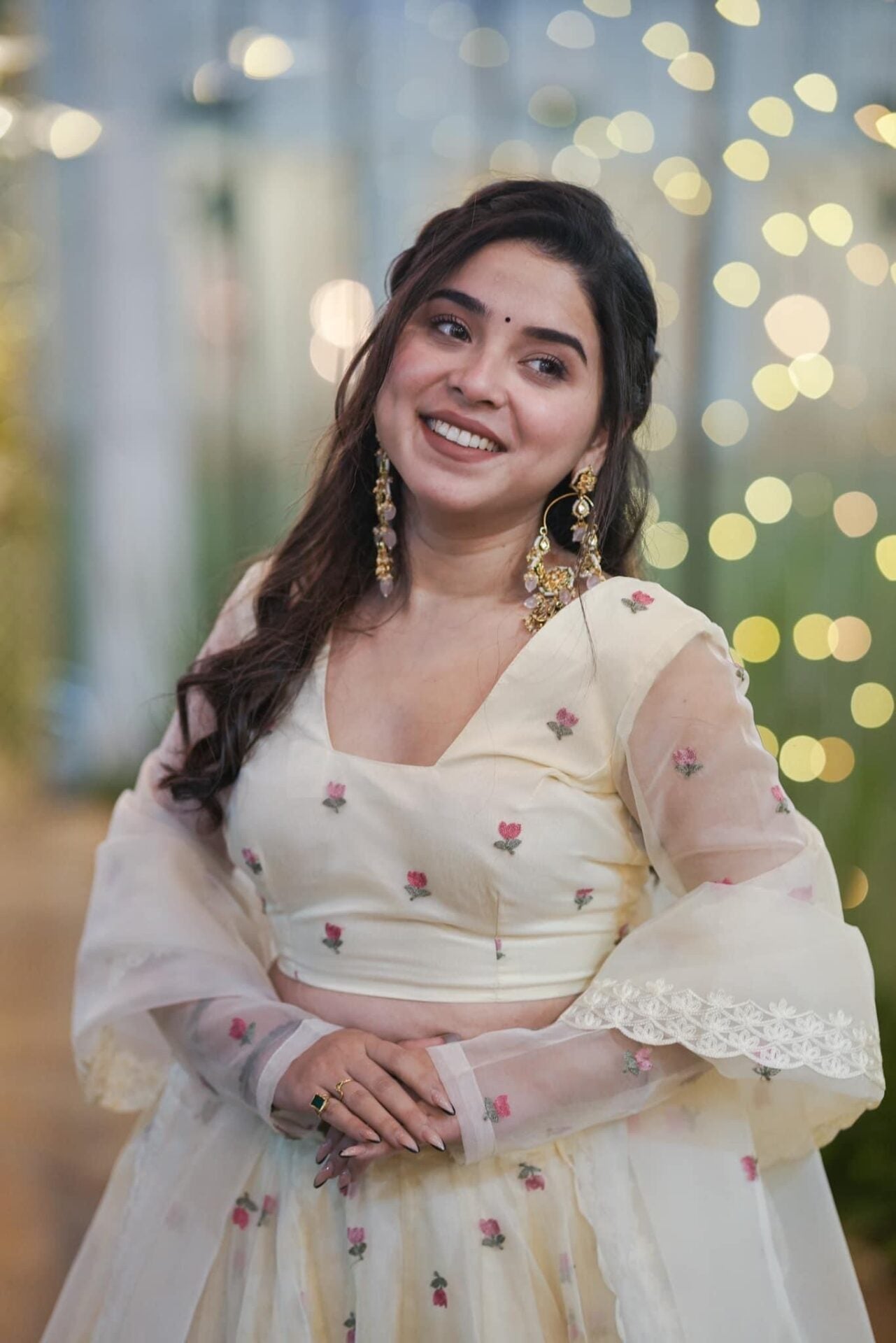 Idaho-o Meraki white organza lehenga set – Women's - view 5