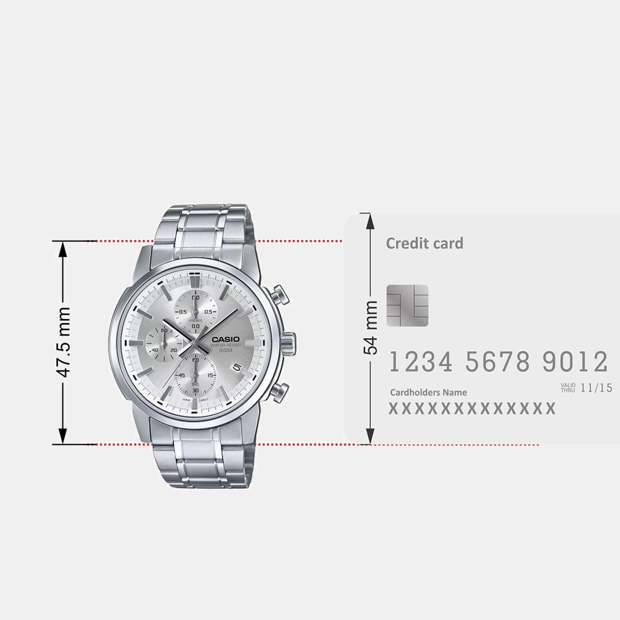Casio Enticer Men Quartz Silver Dial Chronograph Stainless Steel Watch A2305 - view 8