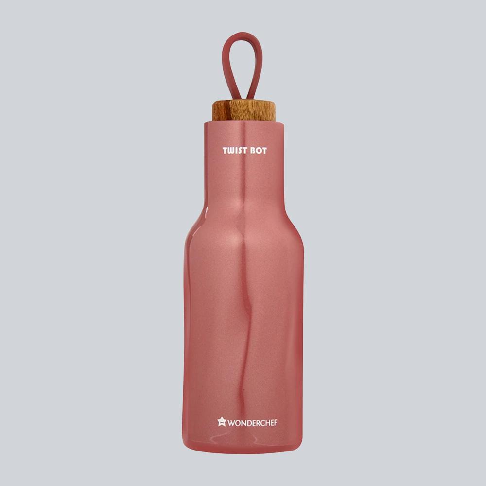 Wonderchef Twist-Bot, 530ml, Stainless Steel Double Wall Water Bottle,