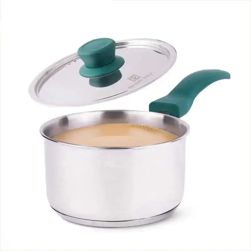 The Indus Valley Tri-Steel Stainless Steel Tea/Milk Pan+ Lid, Premium Quality, Tri-ply (3 Layer) Bottom, Soft-touch Handle, 100% Toxin-free, Non-stick