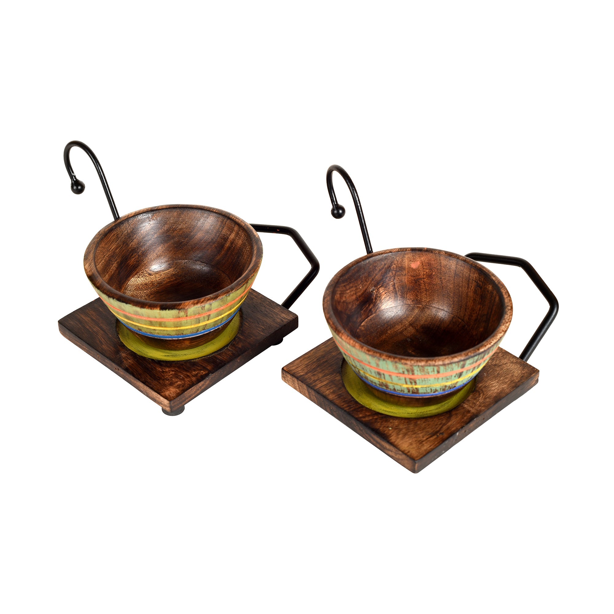ART CREATIONS BY SUMAN SONTHALIA Brown - Hook-ed Snack Bowl with Square Tray Two Sets (6.5x4x4.5/6.5x4x4.5) - view 2
