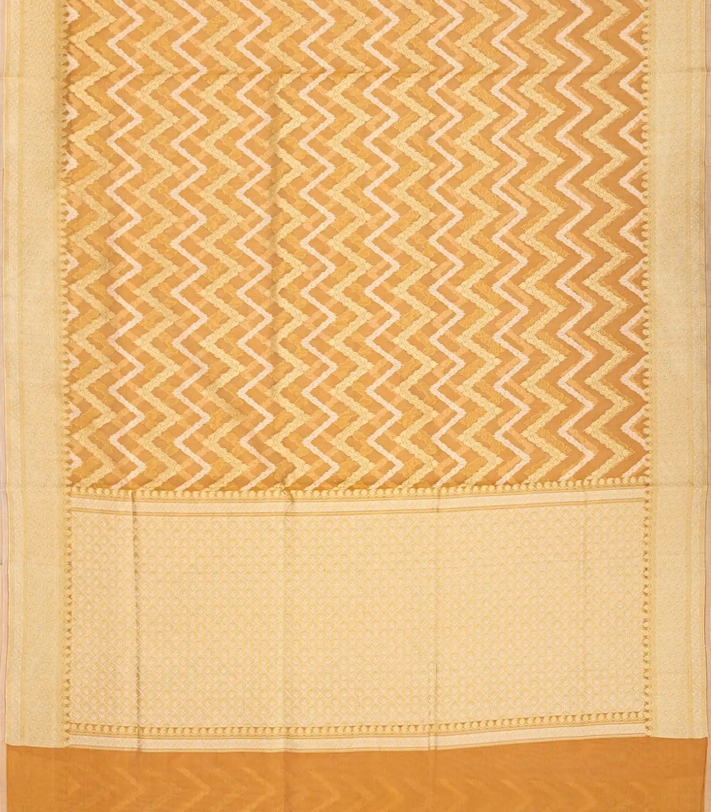 RmKV Light Peach Blended Banarasi Cotton Saree With Floral Chevron Motifs-Light Peach - view 2