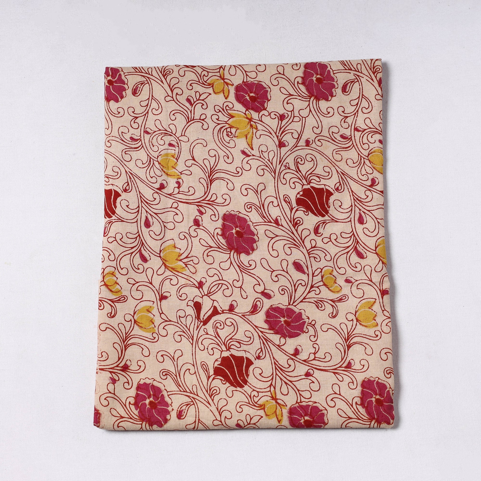 SOUTH KARGHA Beige - Kalamkari Printed Cotton Precut Fabric (1 meter) 14