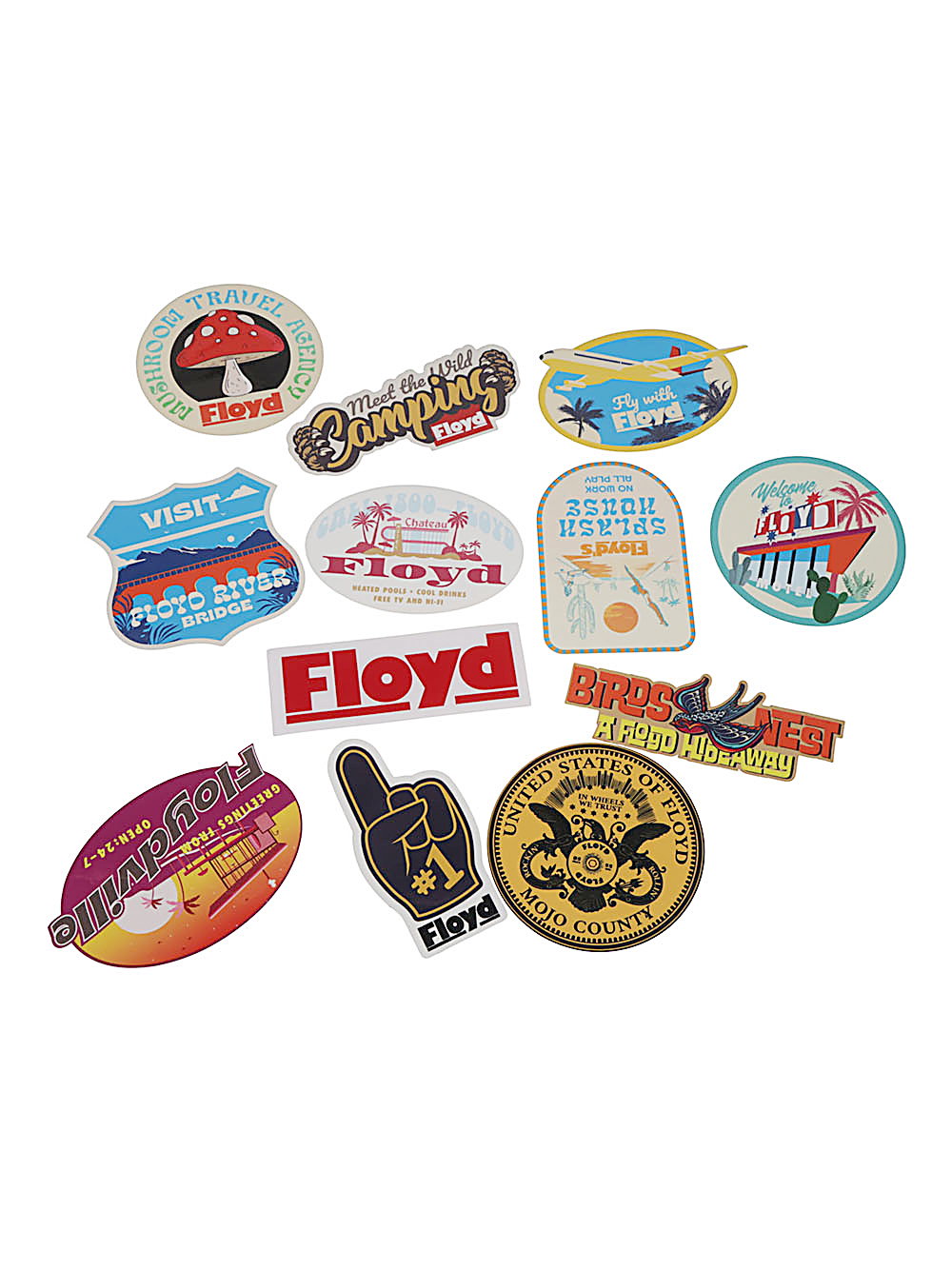 FLOYD 032C retro travel-themed stickers set