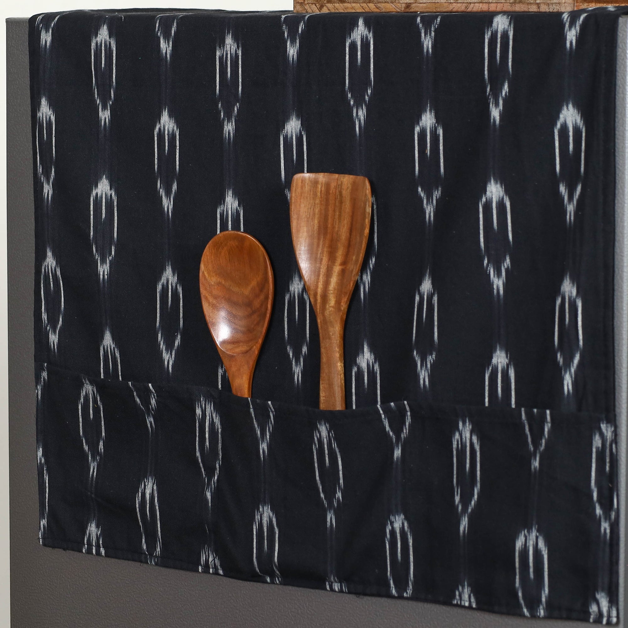 JALPARI Black - Handmade Cotton Fridge Top Cover with Multiple Pockets 09 - view 2
