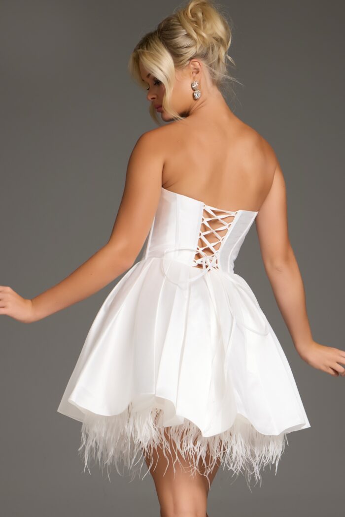 Jovani 36979 Short Feather Hem Cocktail Dress - view 2