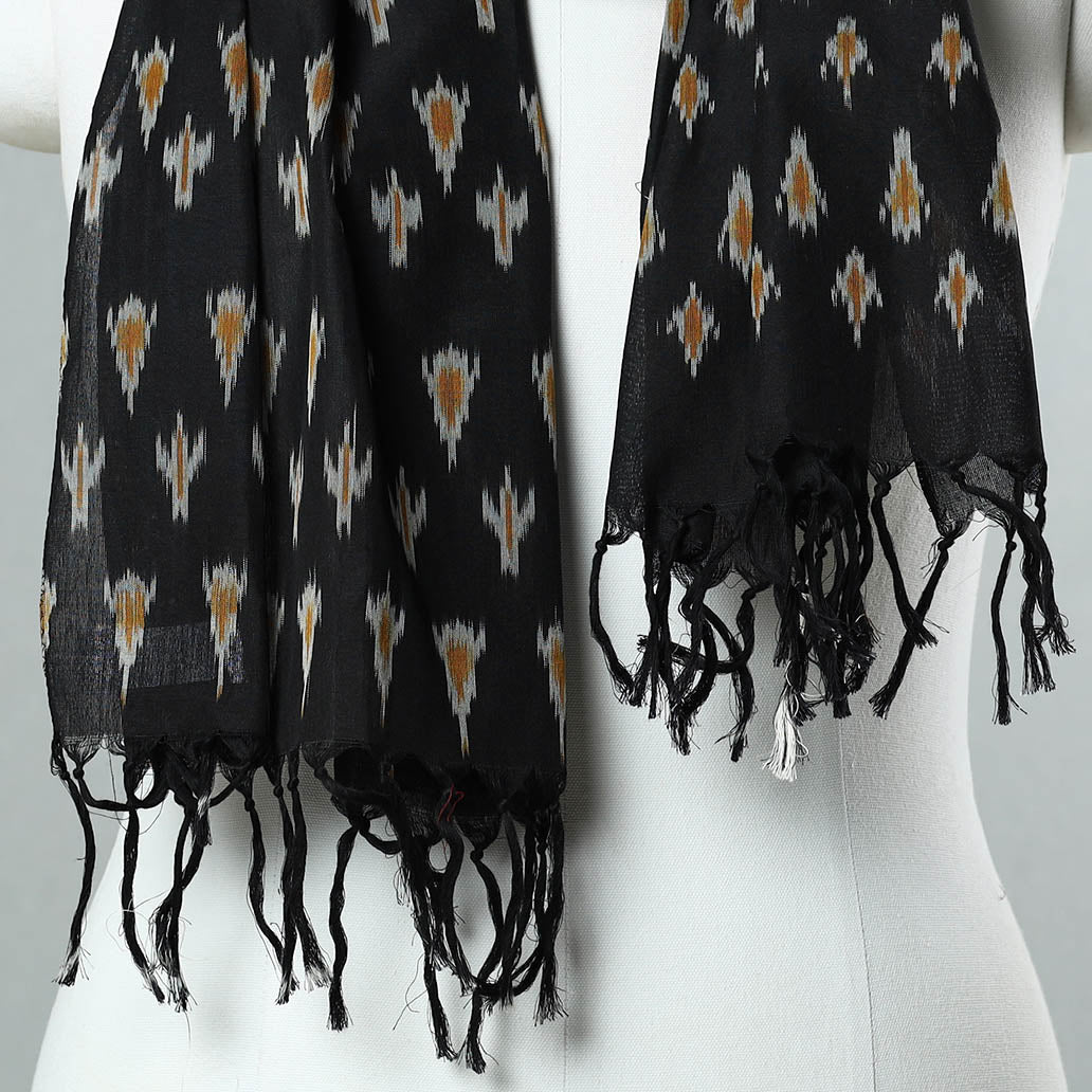 SOUTH KARGHA Black - Handloom Mercerized Cotton Pochampally Ikat Stole 08 - view 3