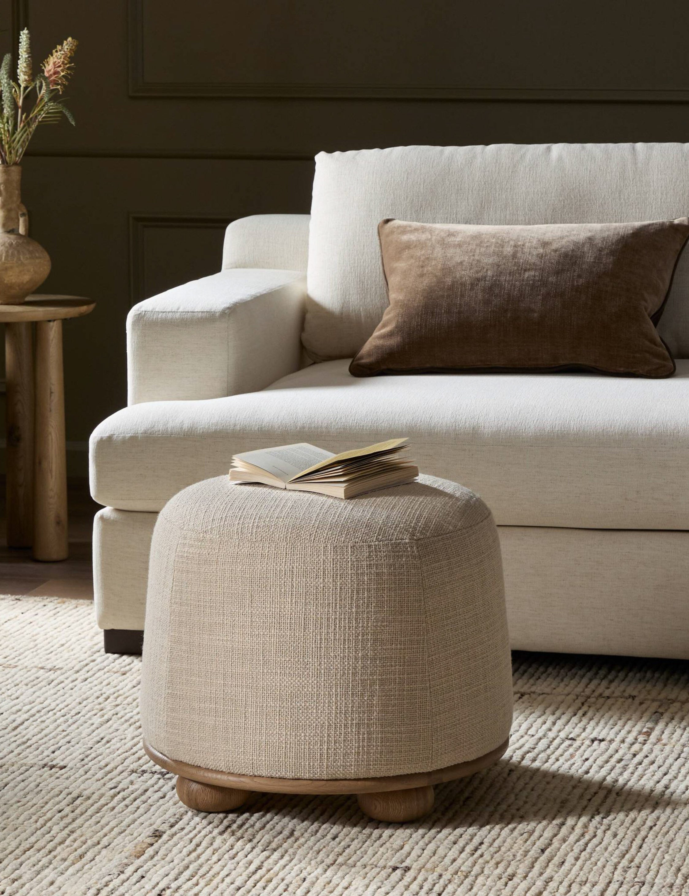Lulu and Georgia Rajah Round Ottoman – Sand - view 2