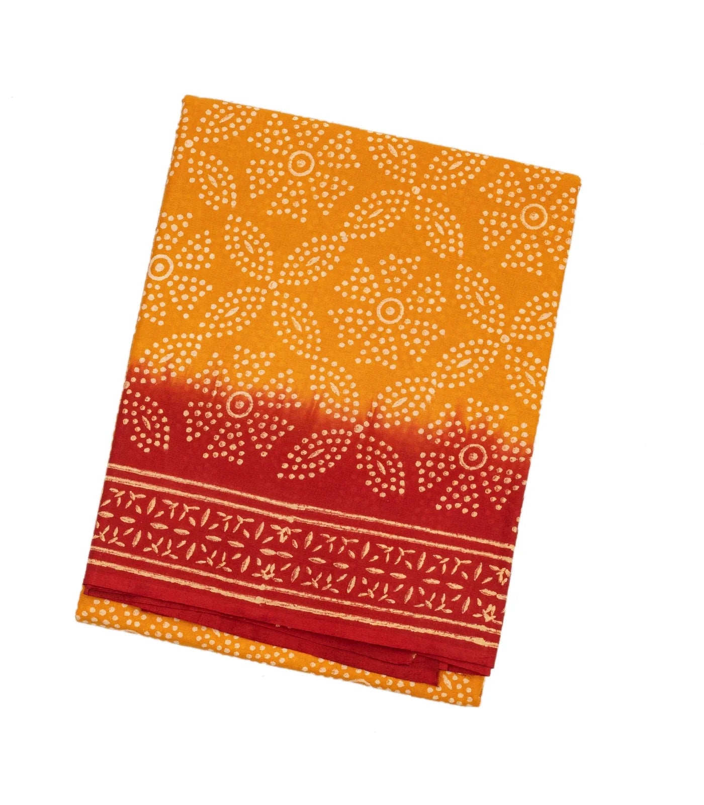 RmKV Yellow Woven Jaipur Cotton Saree With Printed Dotted Floral Motifs