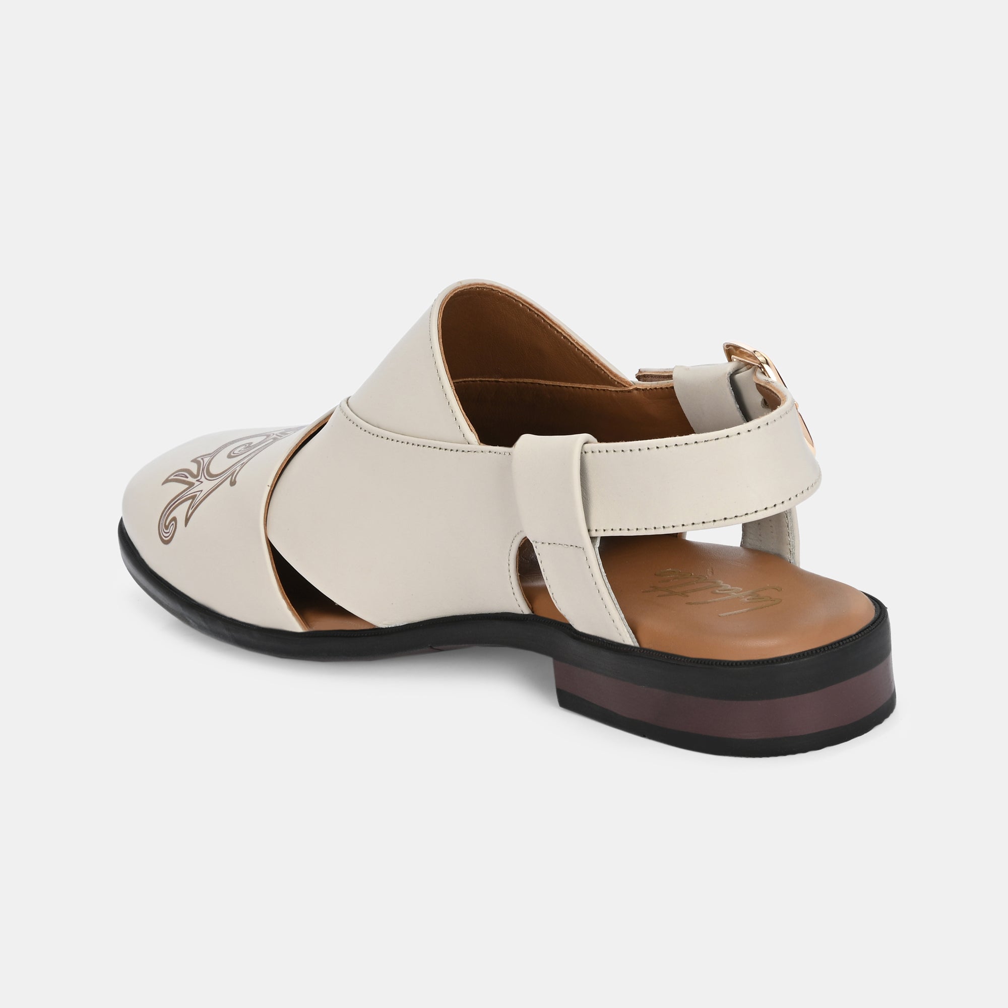 Handpainted Peshawari Sandals by Lafattio – White - view 4