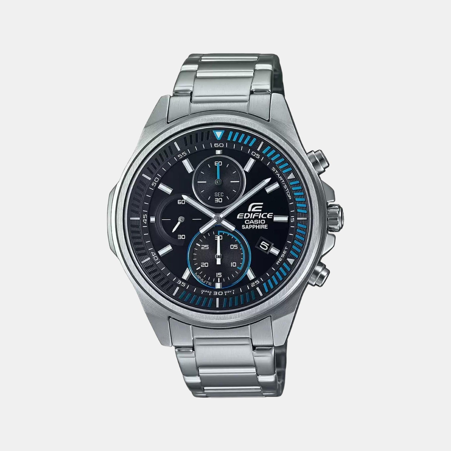 Casio Edifice Men Quartz Black Dial Chronograph Stainless Steel Watch ED506