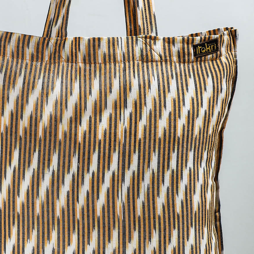 NOORI BAZAR Brown - Handcrafted Pochampally Ikat Weave Cotton Jhola Bag - view 2