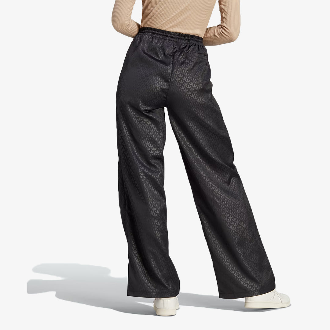 Adidas Originals | TREFOIL MONOGRAM SATIN TRACK PANTS { BLACK