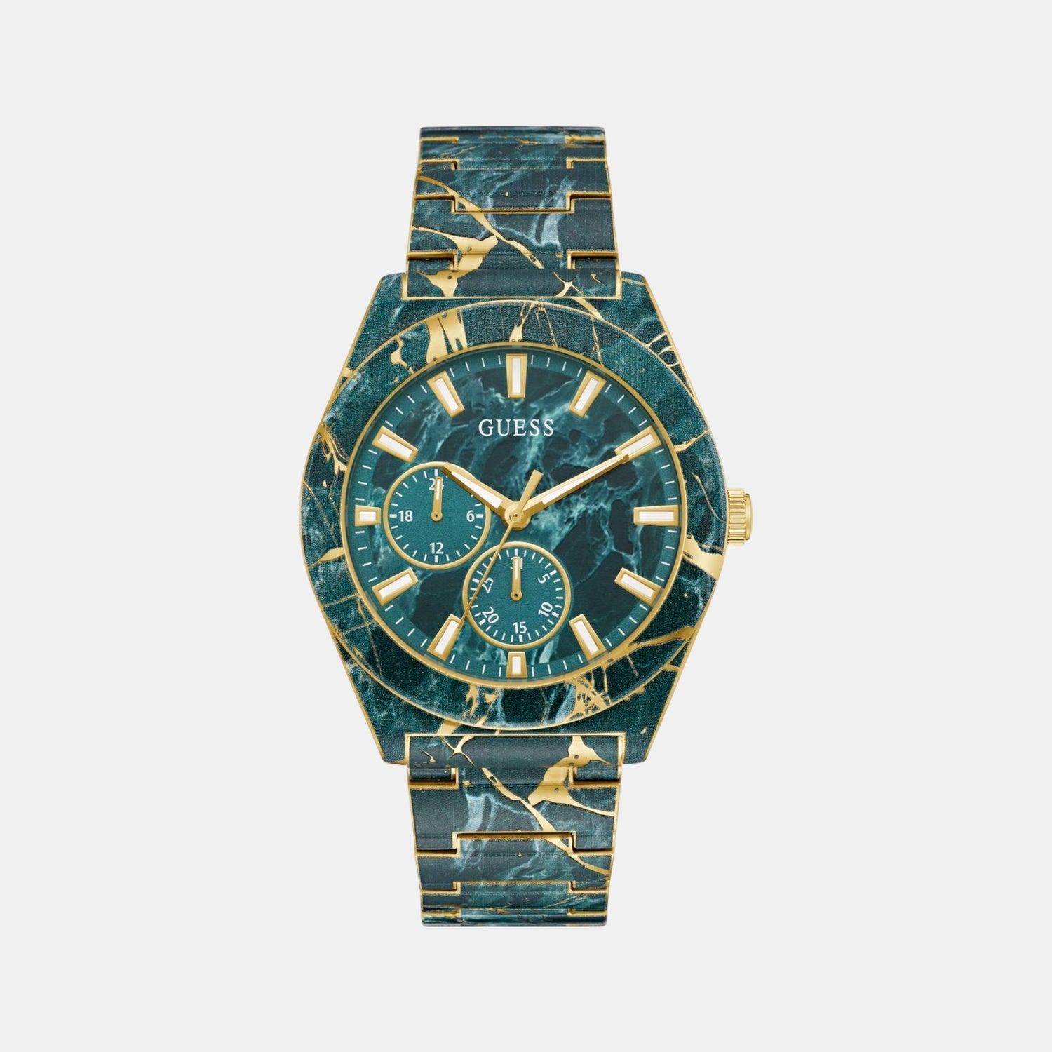 Guess Flash Men Quartz Green Dial Multi-Function Stainless Steel Watch GW0953G1