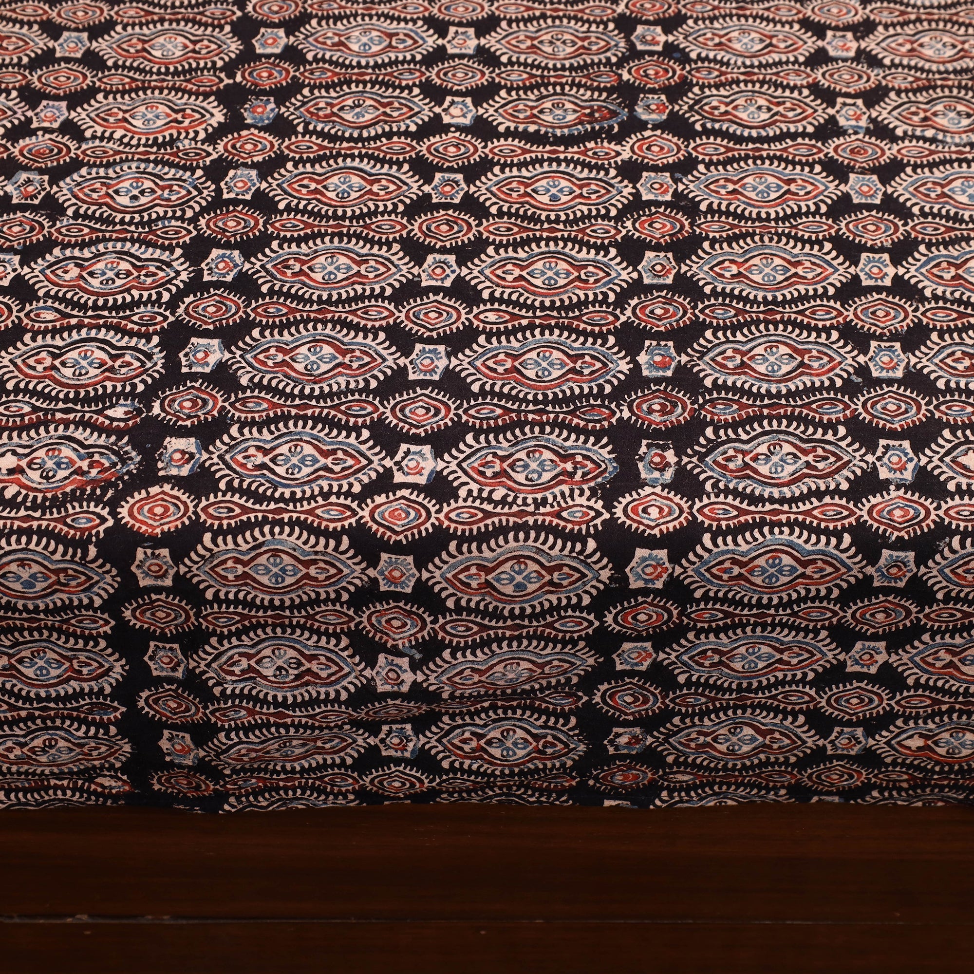 NOORI BAZAR Brown - Patchwork Block Print Ajrakh Cotton Double Bed Sheet Set 07 - view 5