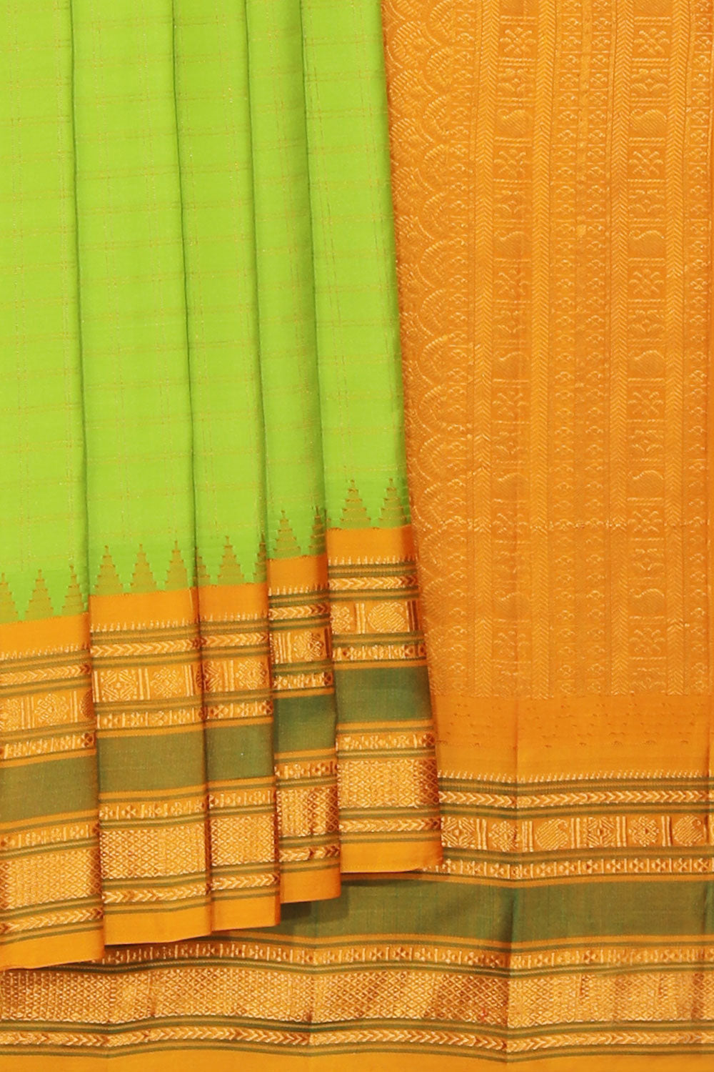 Kalanjali Gadwal Silk Green Saree – Women's