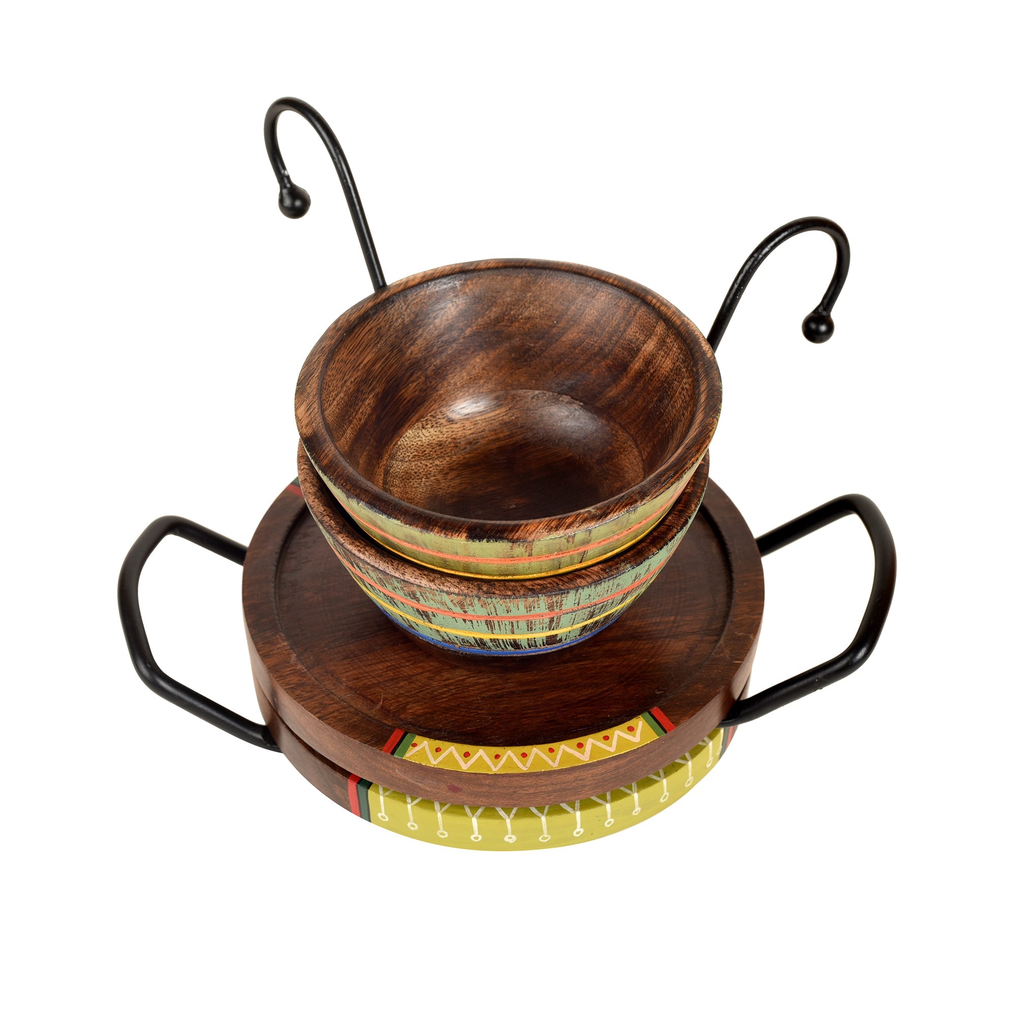 ART CREATIONS BY SUMAN SONTHALIA Brown - Hook-ed Snack Bowls with round Tray-Two Set (large) (7.5x6x4.5/7.5x6x4.5) - view 4