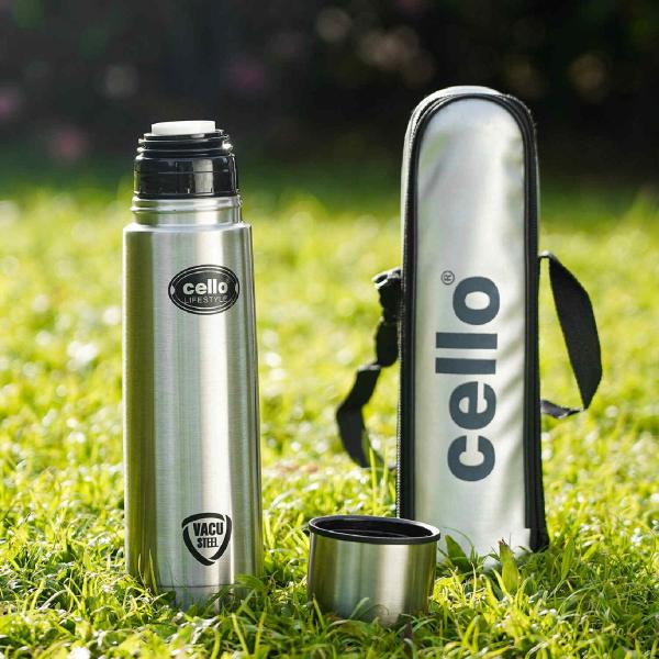 Cello Lifestyle Flask, Vacusteel Water Bottle with Thermal Jacket, 500ml