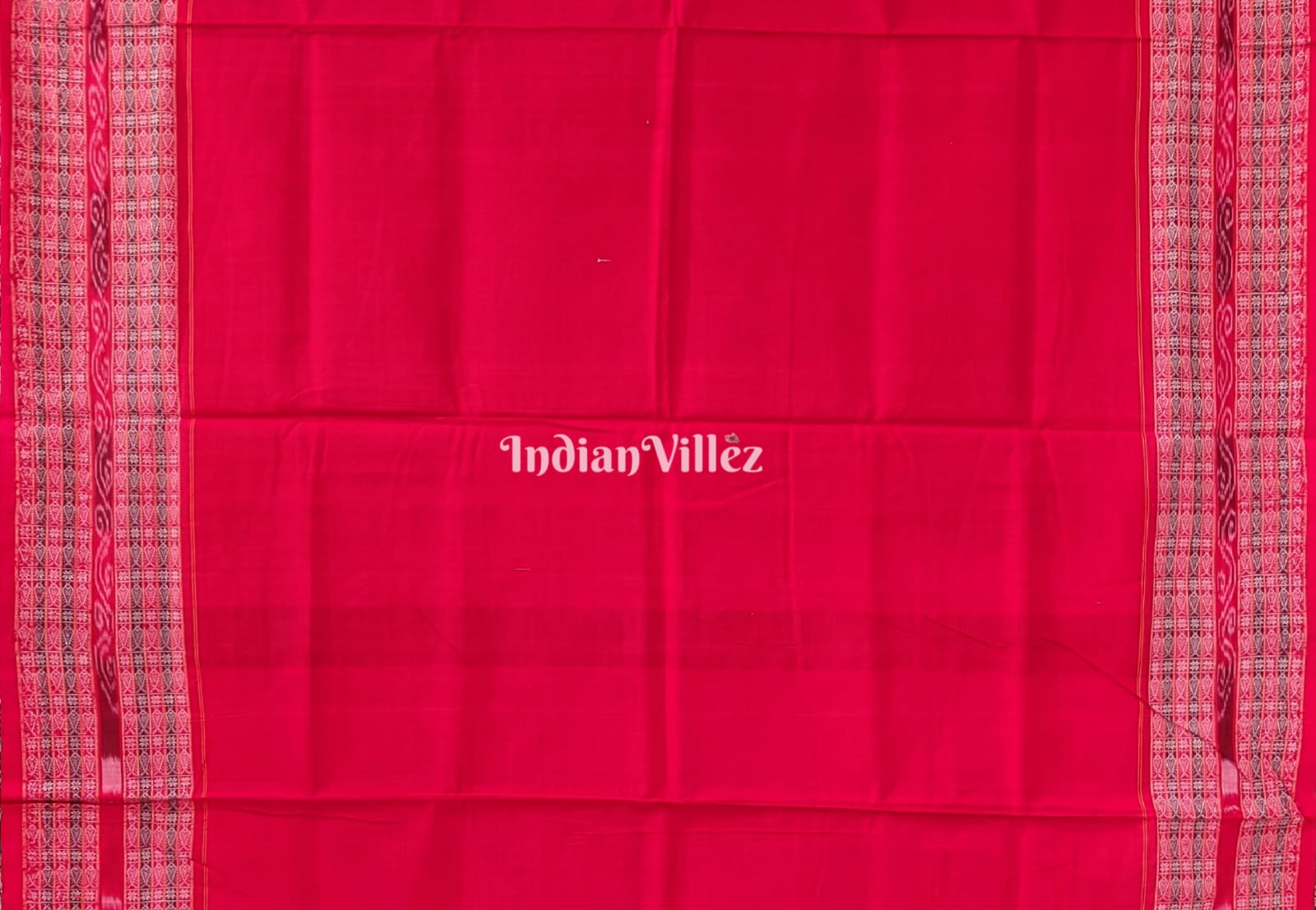 IndianVillèz Red Yoga Mudrasana Sambalpuri Cotton Saree - view 4