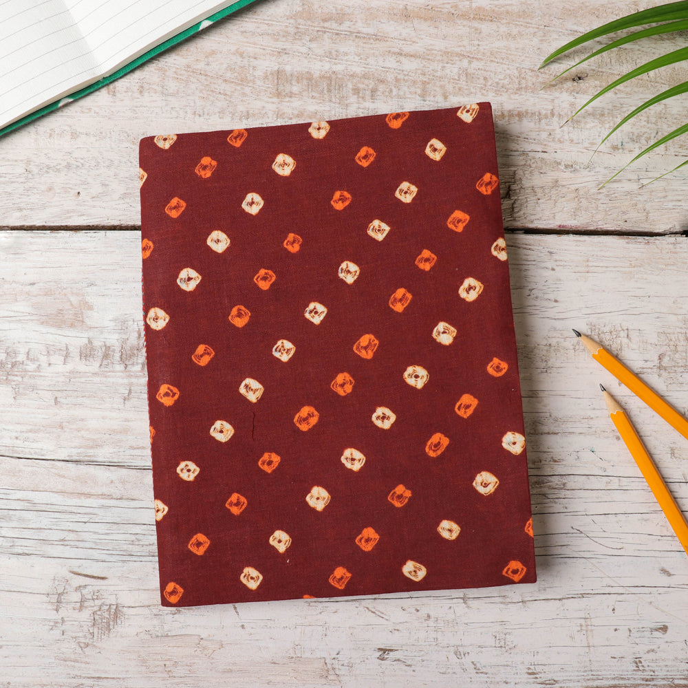 BINDAAS UNLIMITED Brown - Bandhani Cover Handmade Ruled Paper Notebook (9 x 7 in)