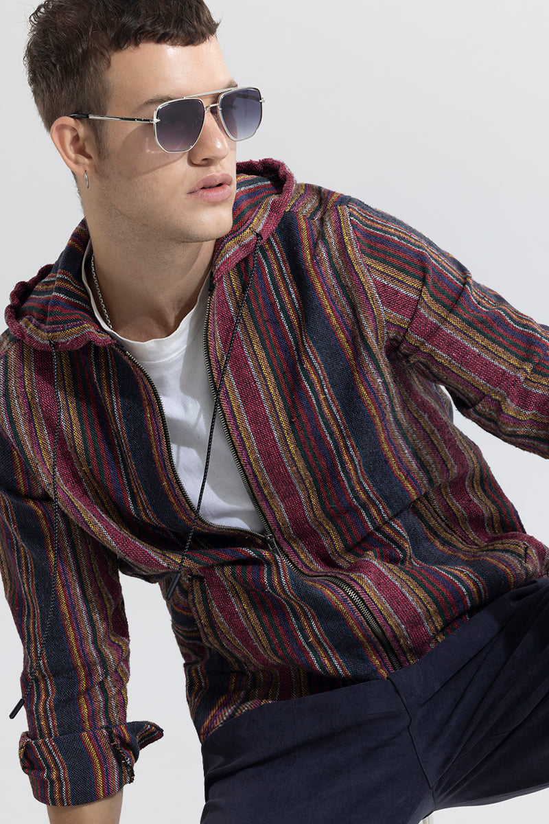 SNITCH PhoenixStripe Hoodie Styled Shacket - view 5