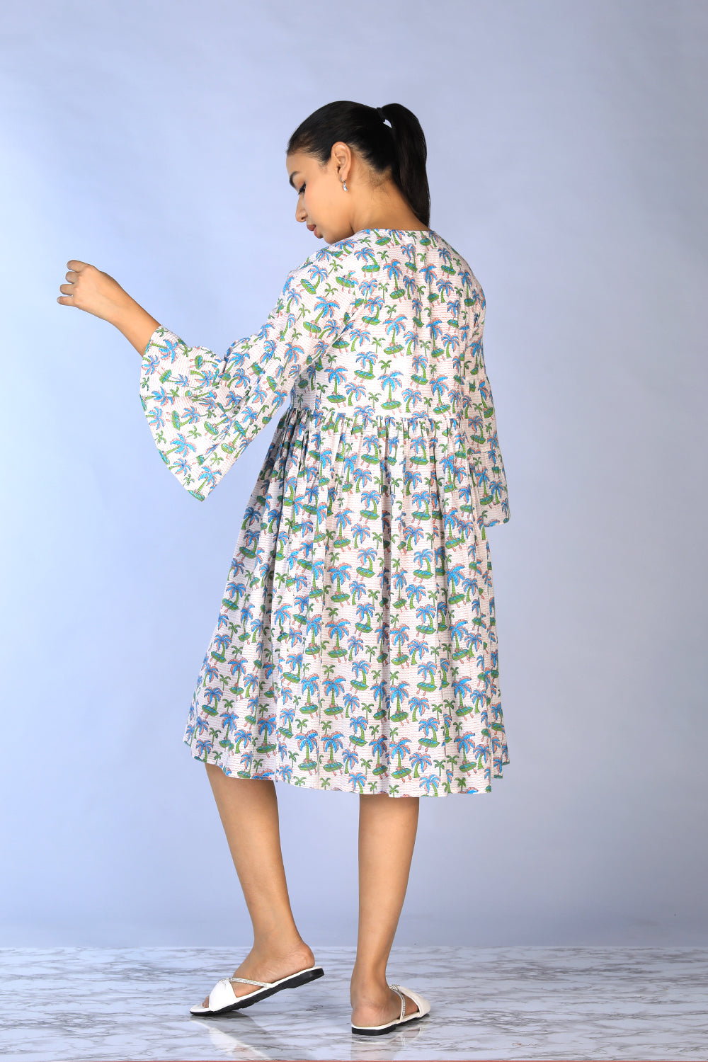 Kalanjali Ethnics Handblock Printed gathered Dress - view 5