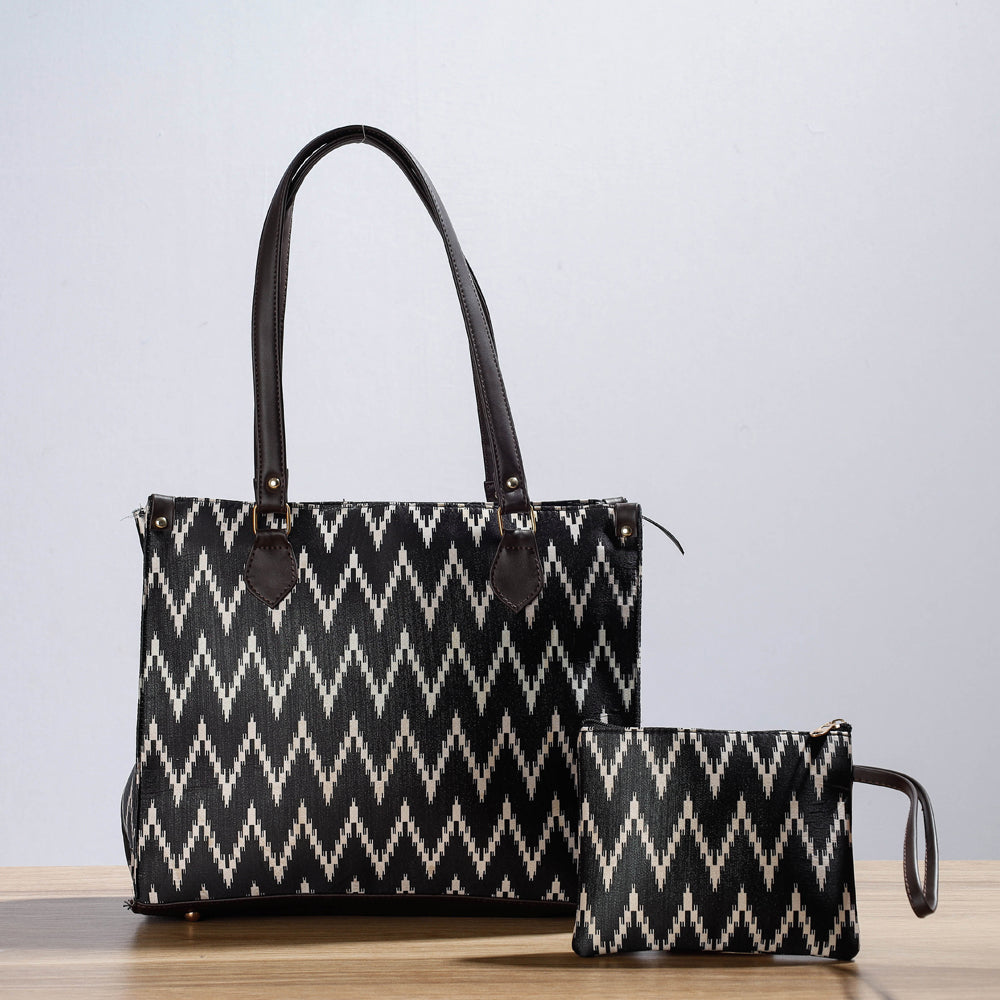 KACHCHH JI CHHAAP Black - Kutch Handcrafted Cotton Running Sticth Shoulder Bag (Set of 2)