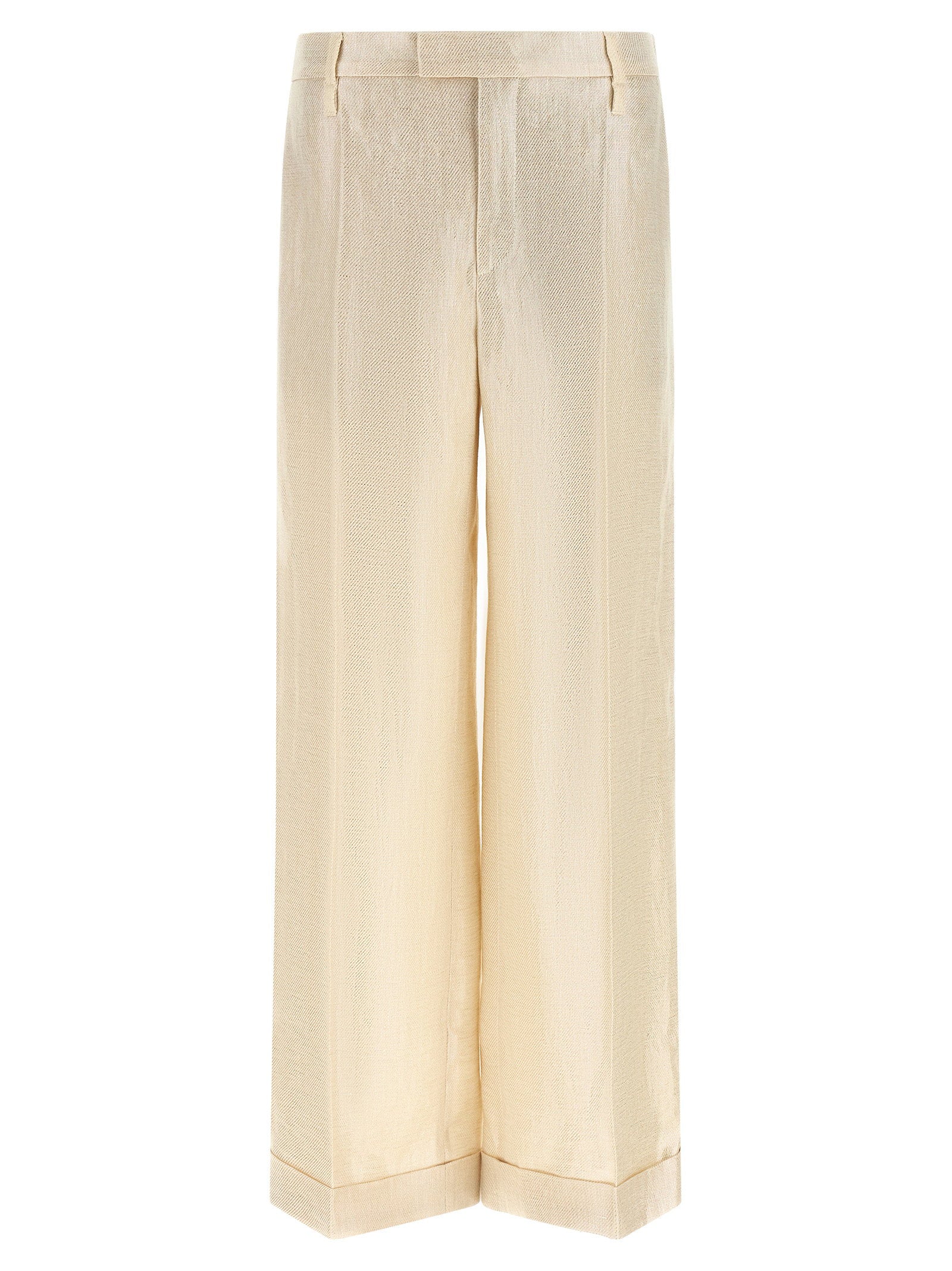 Brunello Cucinelli Lamé Linen Pants – 100% linen