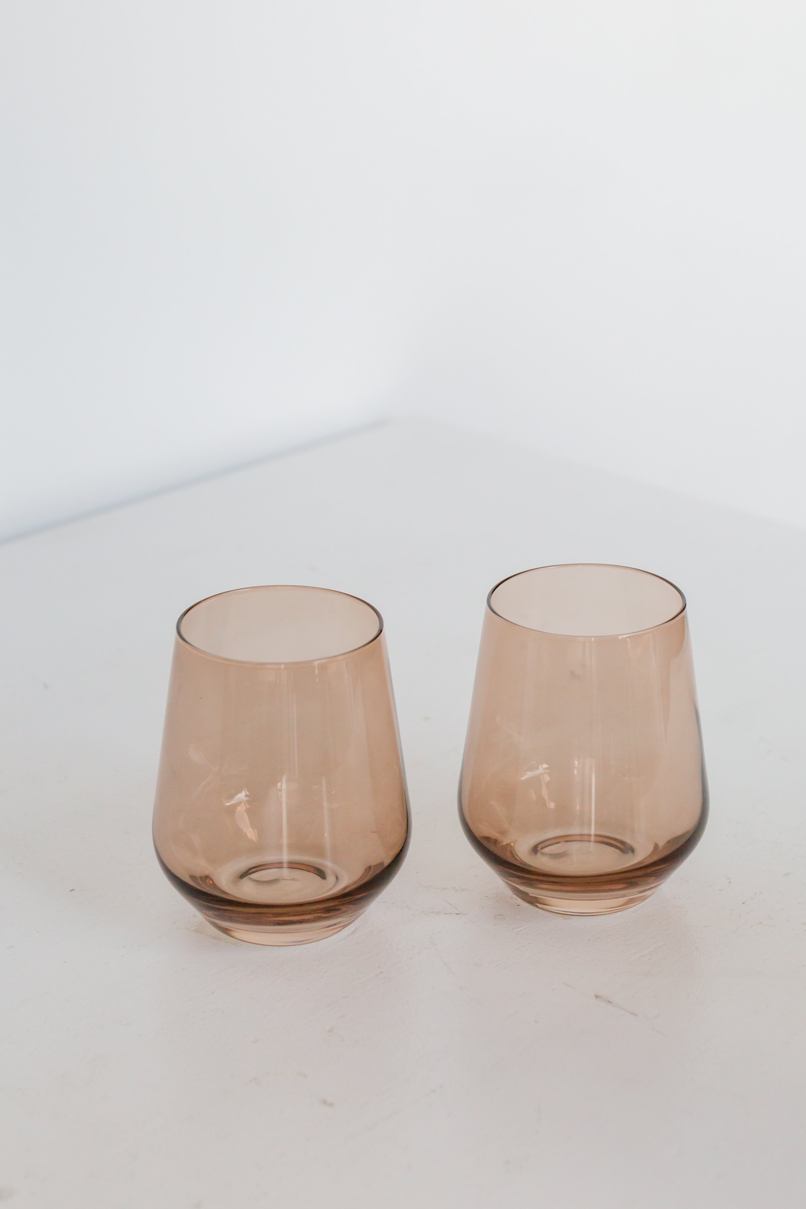 Estelle Colored Glass Estelle Colored Wine Stemless - Set of 6 {Mocha Mousse (Our Amber Smoke)} - view 5