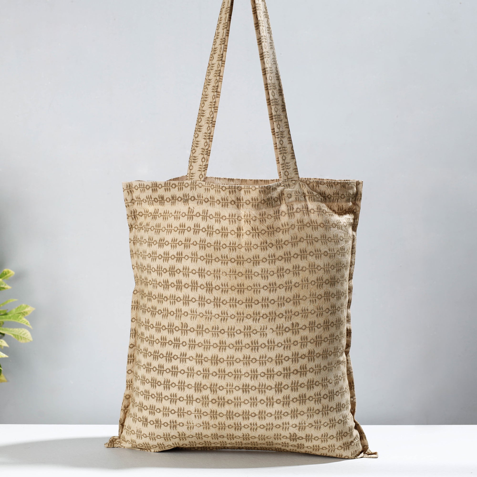 PITCHUKA SRINIVAS KALAMKARI PEDANA Beige - Pedana Kalamkari Block Printed Cotton Shopping Bag