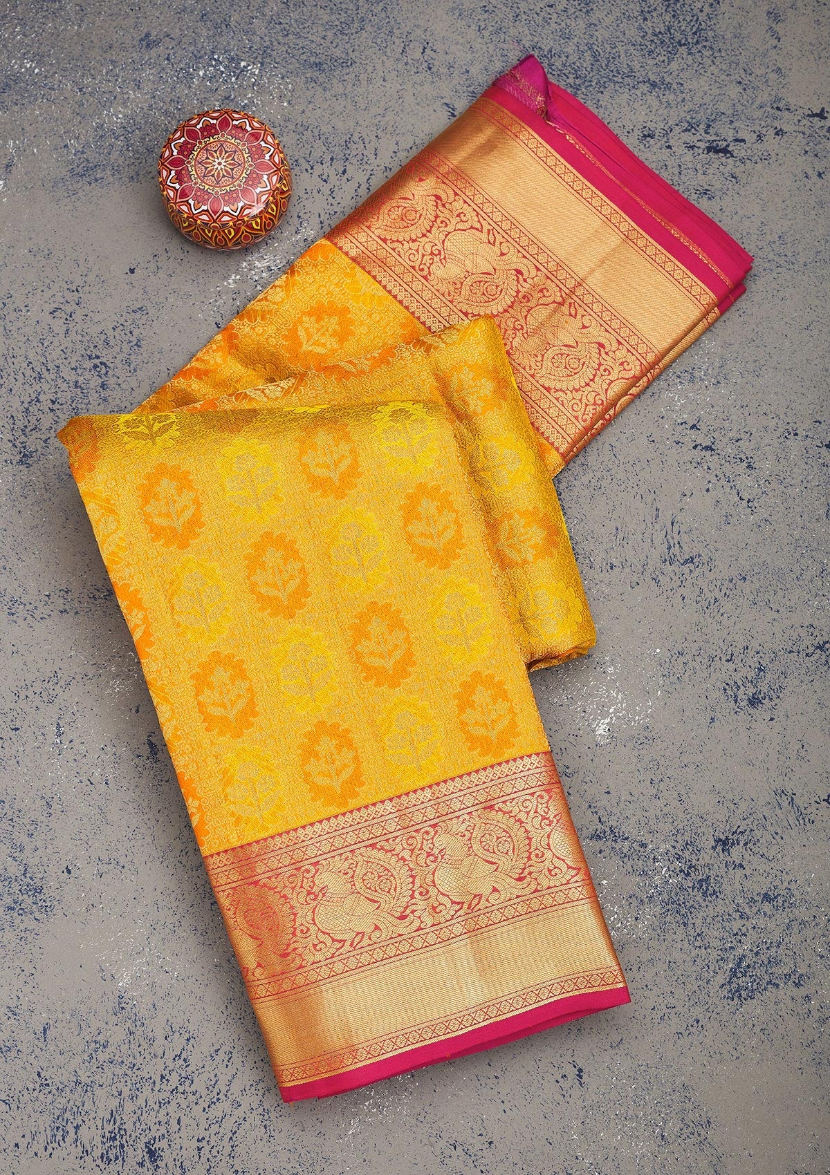Koskii Yellow Zariwork Pure Silk Saree – Women's