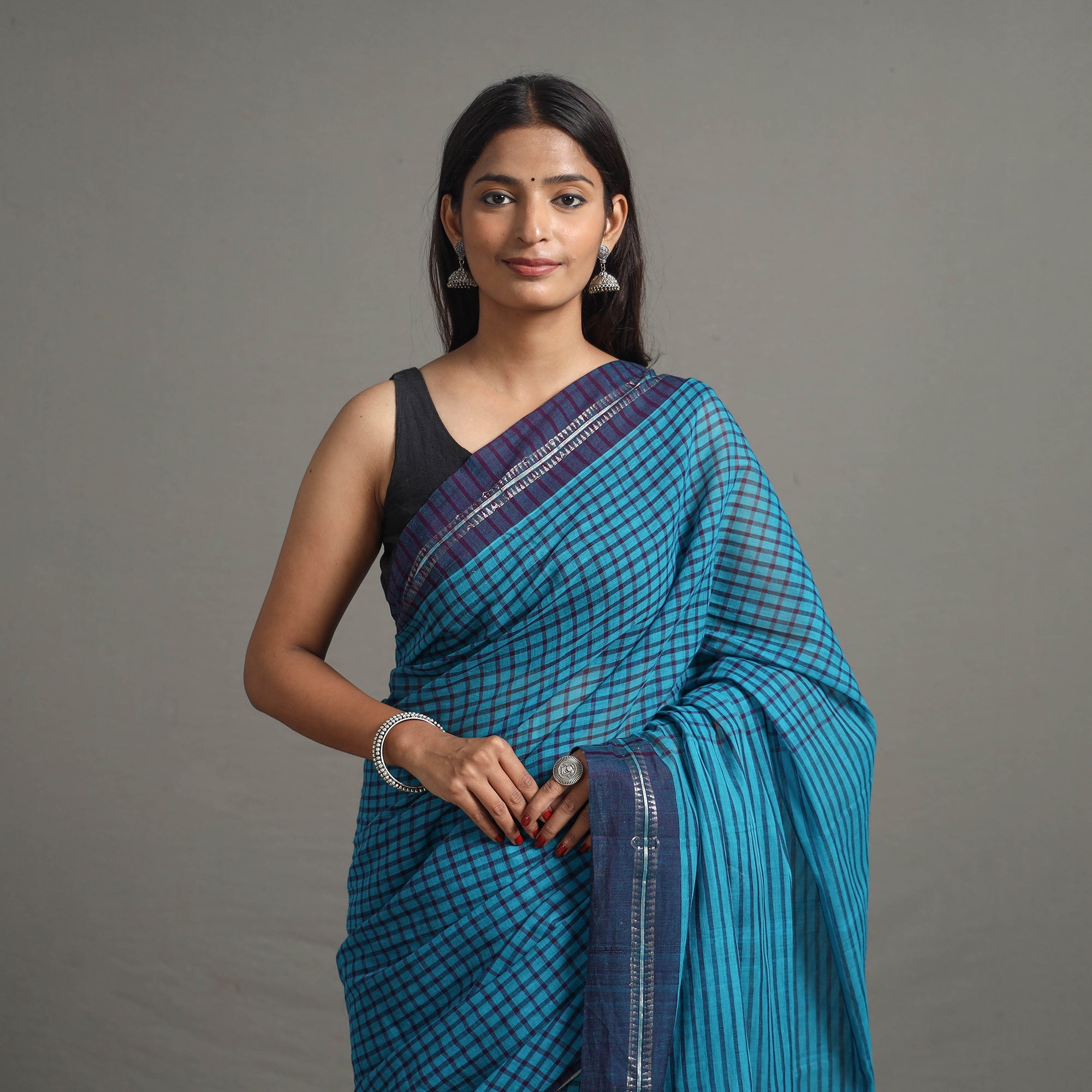 CHITRIKA Narayanpet Small Chequered Dobby Cotton Handloom Saree 112 - view 3