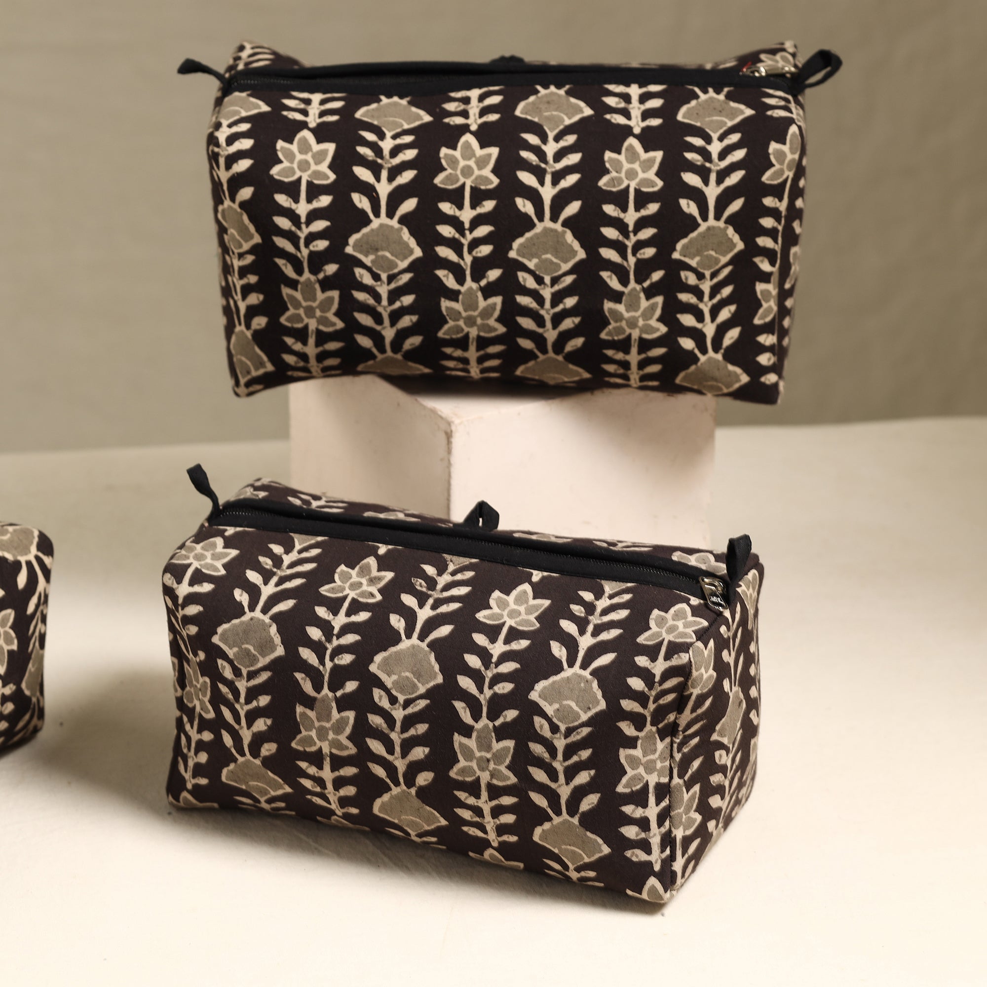 ITOKRI CRAFTS INITIATIVE Brown - Handmade Cotton Toiletry Bags (Set of 3) 63 - view 2