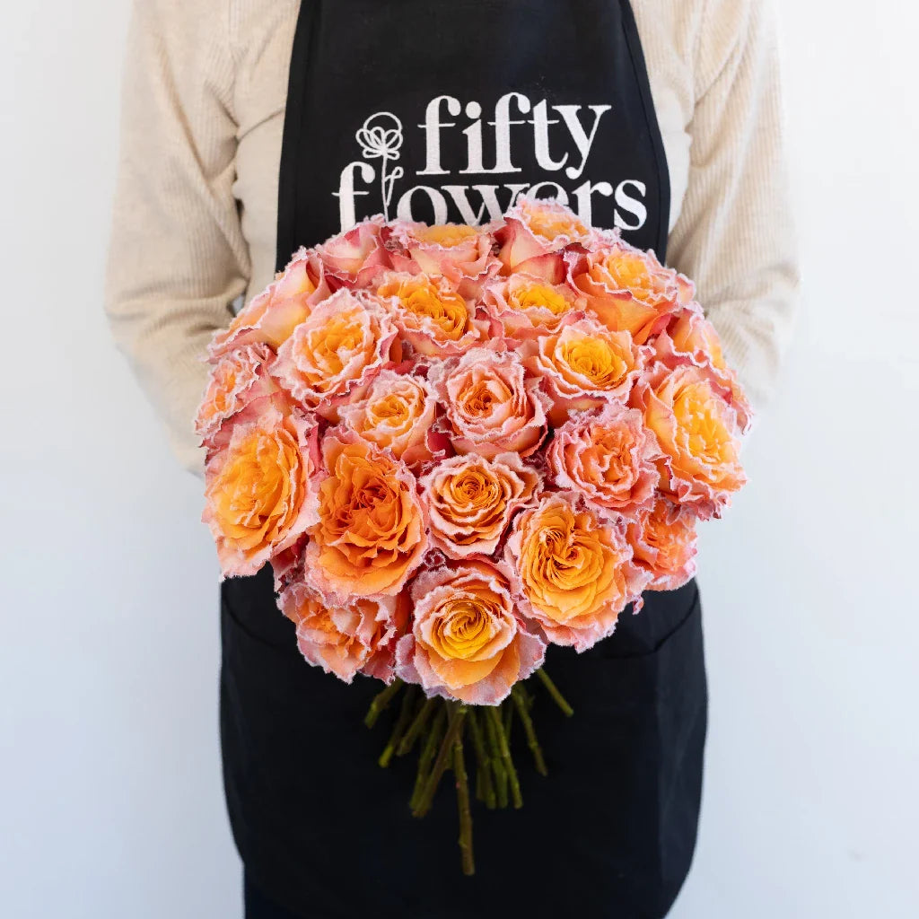 FiftyFlowers Orange Free Spirit Fuzzy Roses
