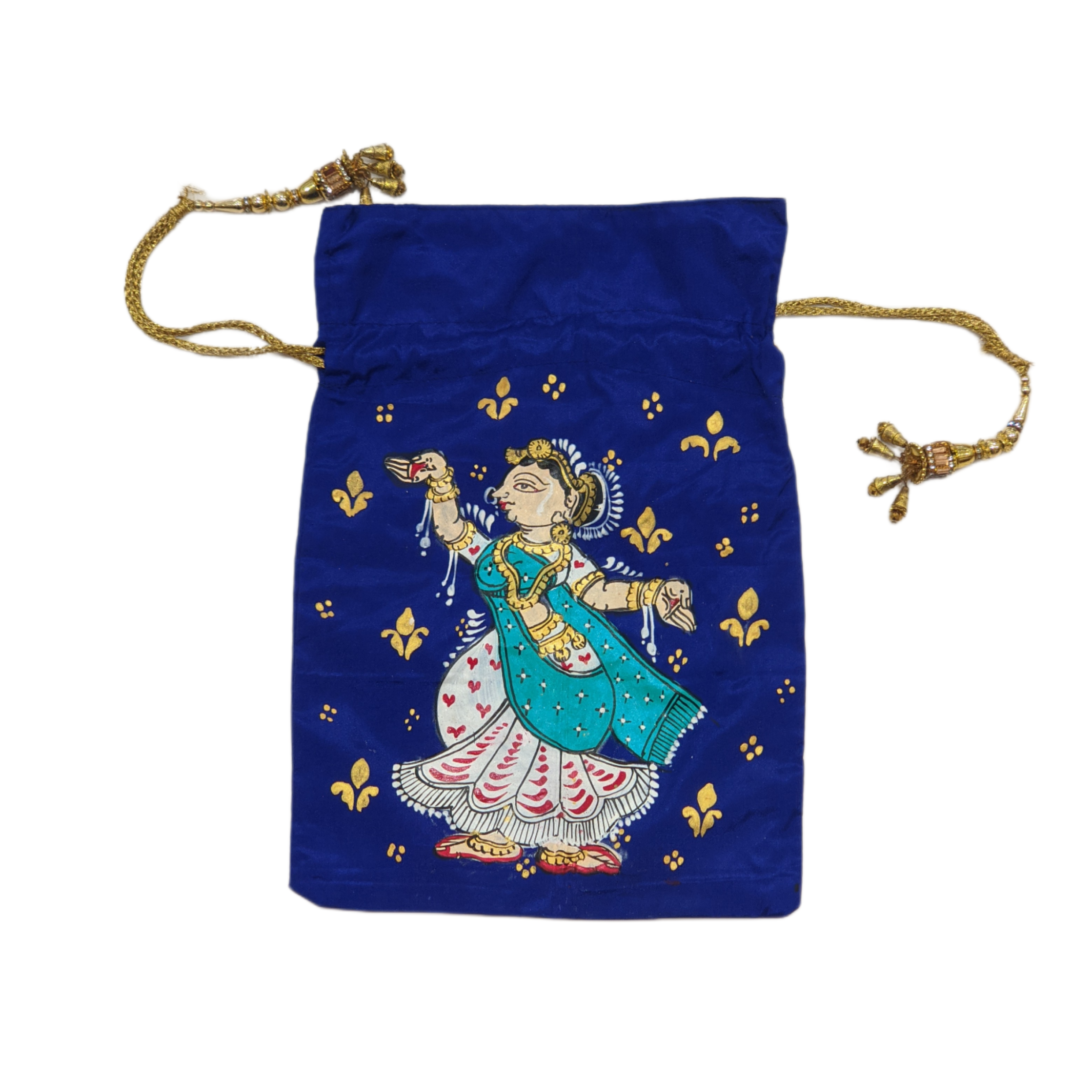 IndianVillèz Royal Blue Hand Painted Nartaki Pattachitra Potli Bag - view 2